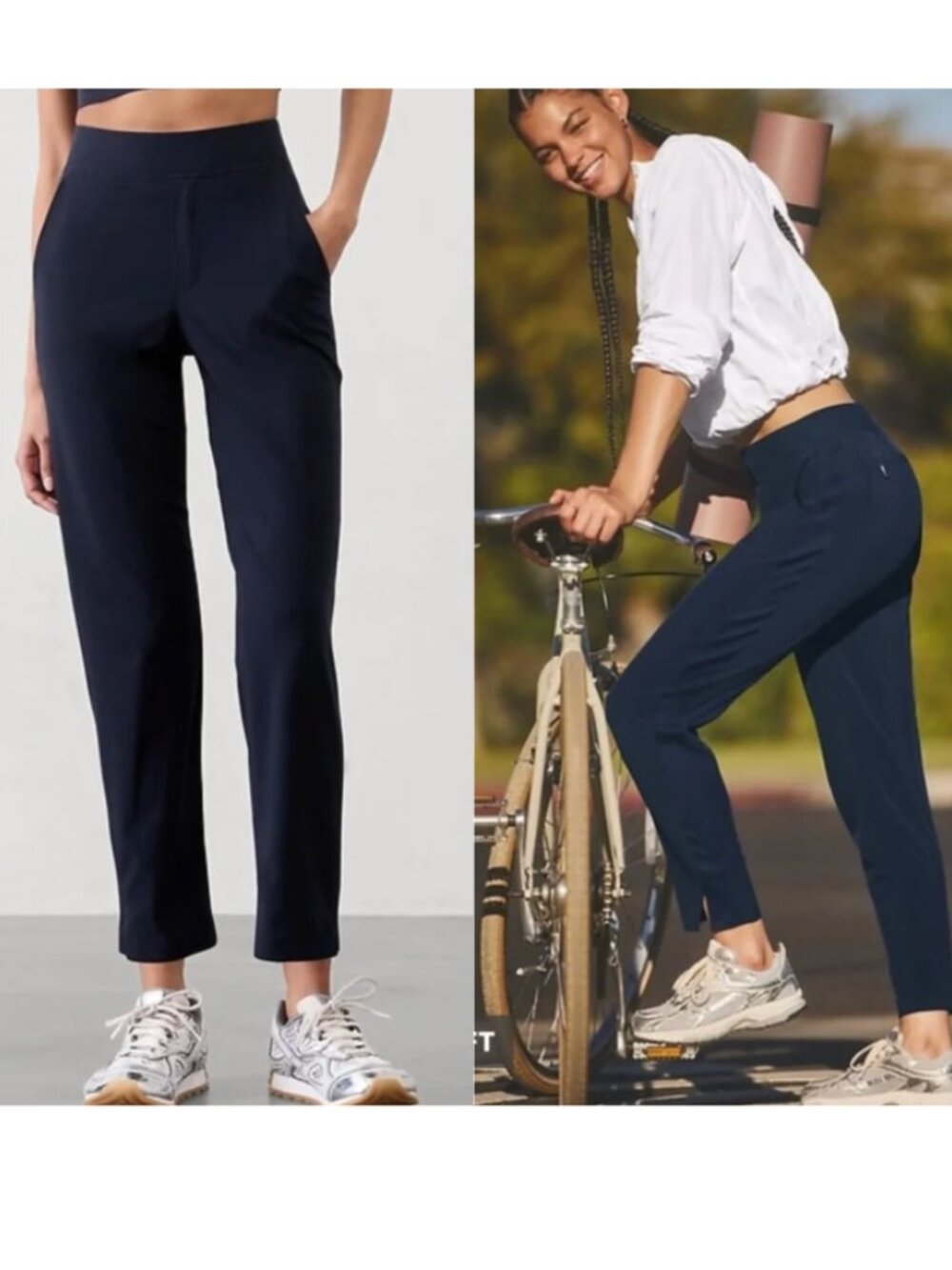 ATHLETA Brooklyn Mid Rise Ankle Pant in Navy Blue Size 6